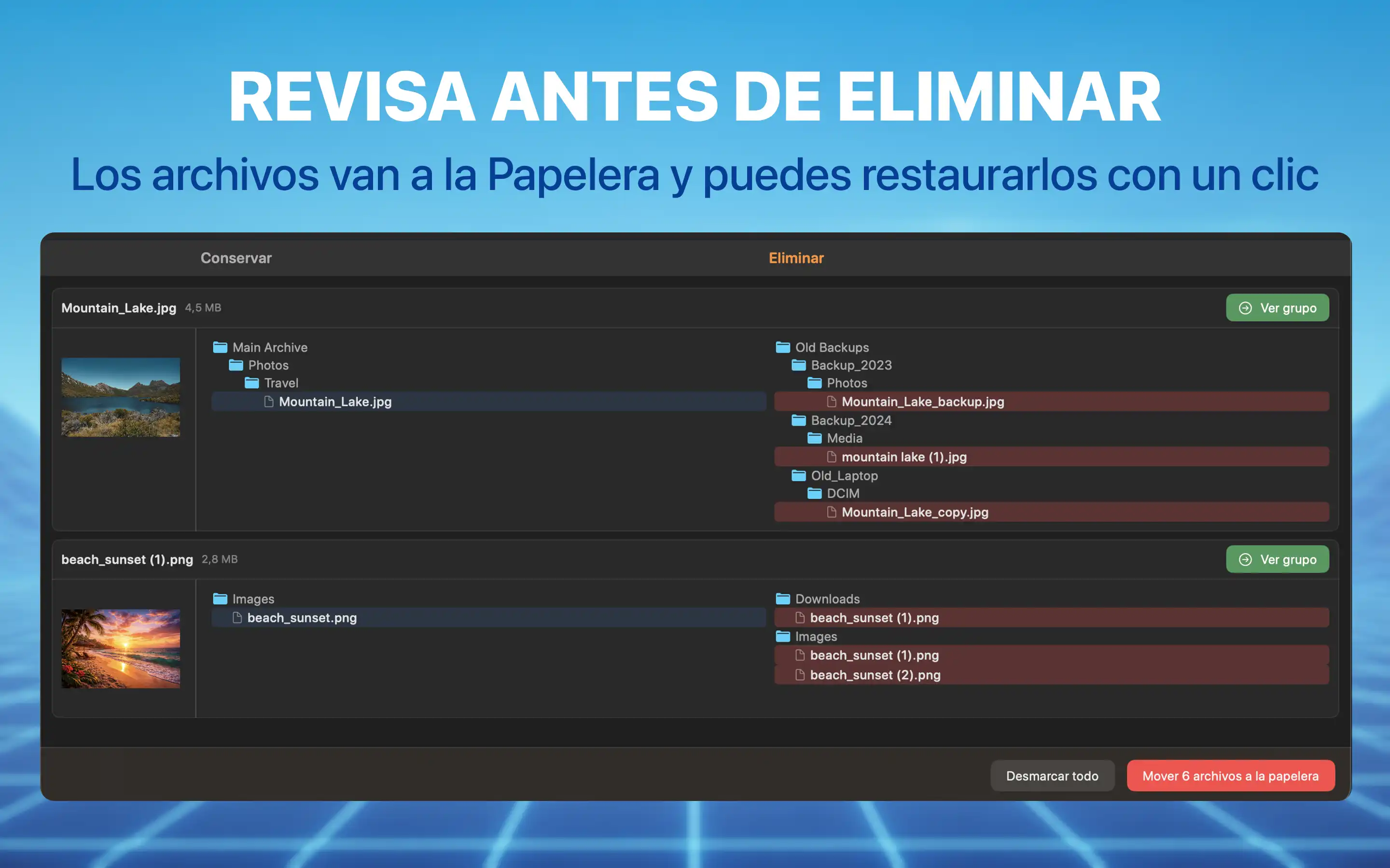 Revisa antes de eliminar