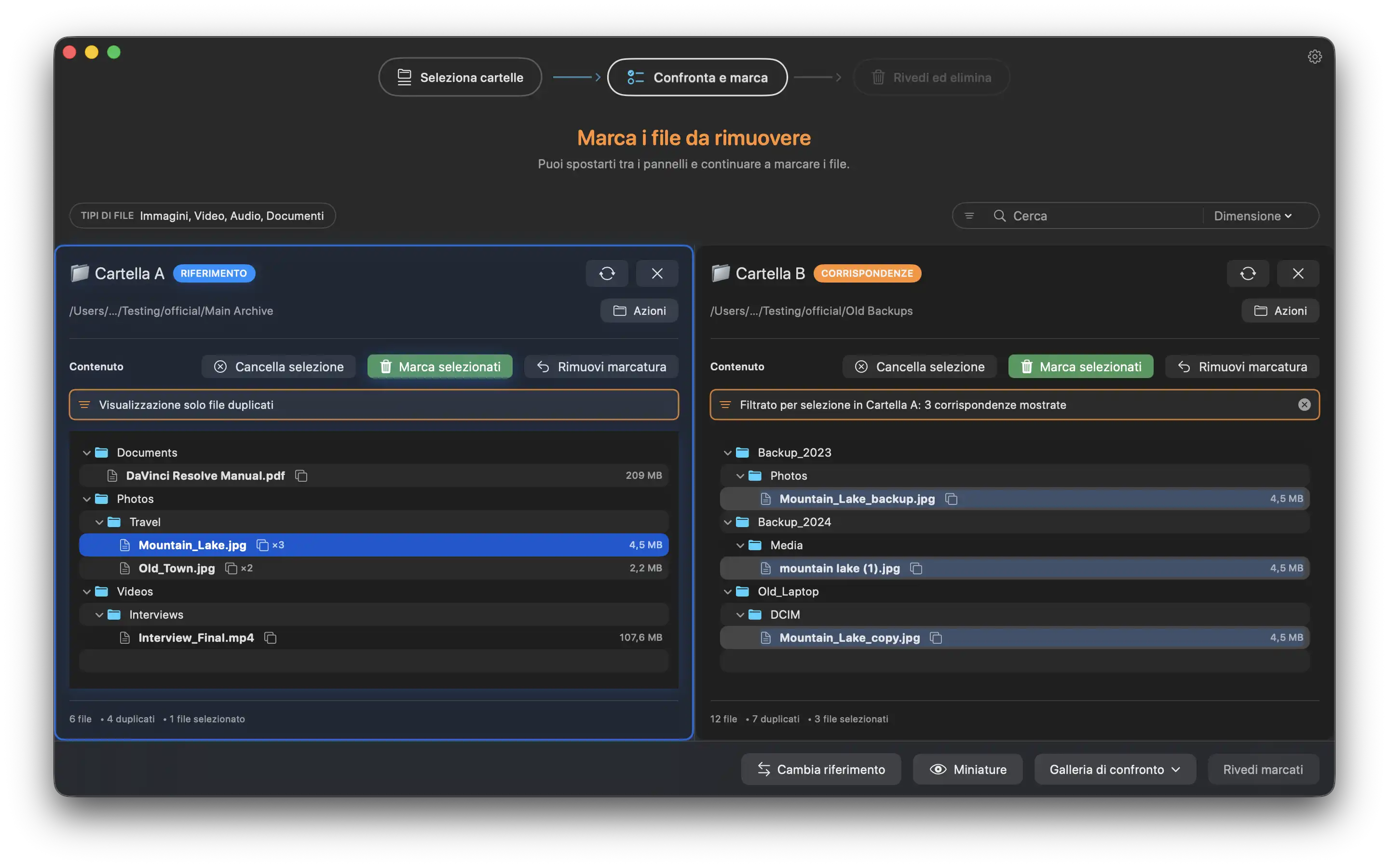 Evidenziazione tra pannelli